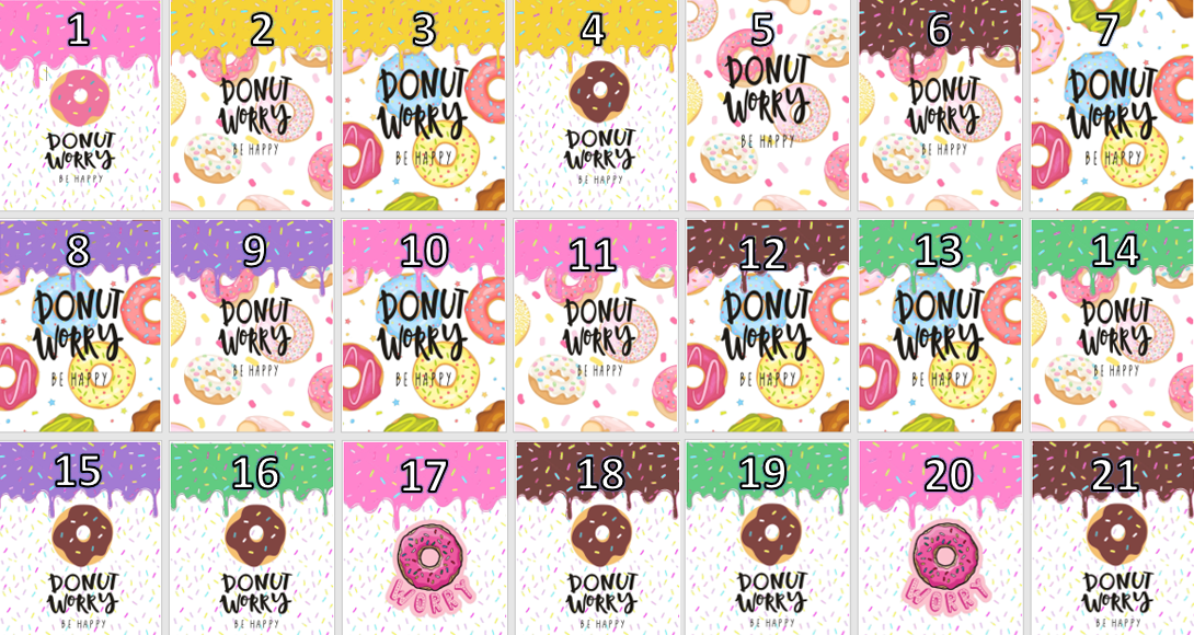 Paquete de 20 Costalitos Surtidos Dulceros Donut Worry Donitas